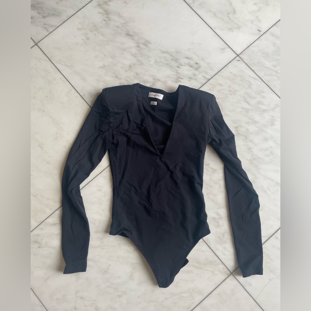 Babaton Padded Black Long Sleeve Bodysuit